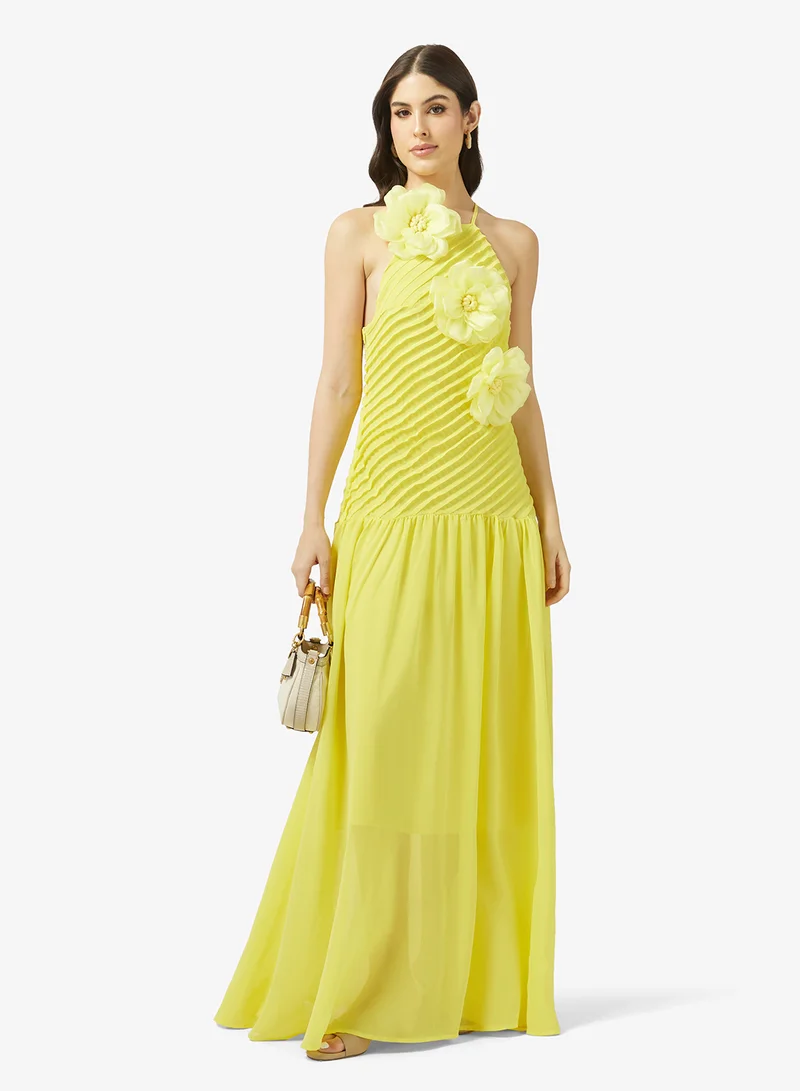 ELLA  Halter Neck Dress With 3D Florals for Women | Best Price UAE